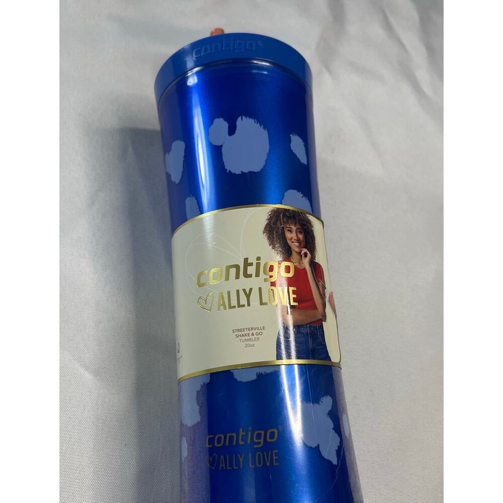 Contigo x Alley Love Shake & Go Tumbler, Autoclose blender bottle-Blue NWT